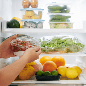 Fridge filled with food