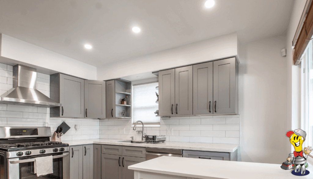 Kitchen with pot lights in ceiling